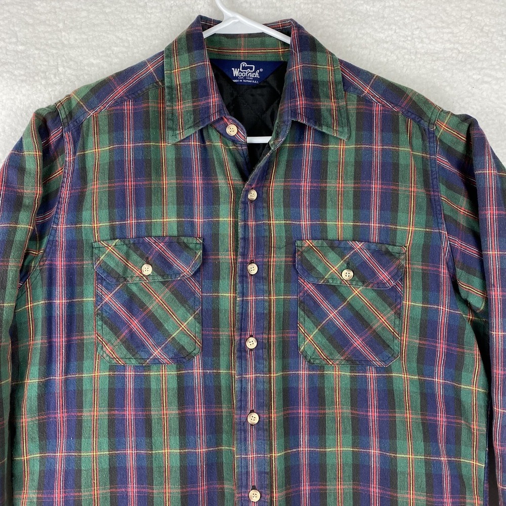 Vtg Woolrich Shirt Jacket Mens Sz M‎ Multicolor Plaid Quilt Lined Button Up - Picture 6 of 16